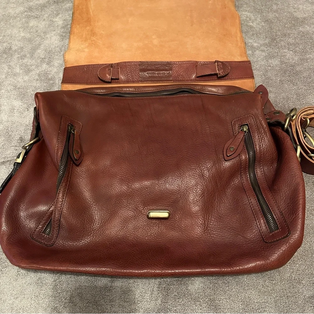 ANONIMO FIORENTINO Brown Leather Messenger Bag Briefcase Made in Italy